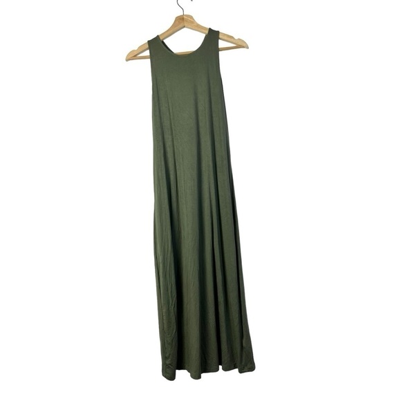 Gap Petite Green Twist Back Jersey Fitted Midi Dress XSP - Picture 2 of 4
